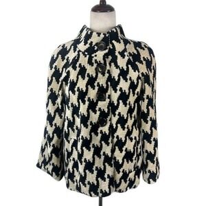 3 Sisters Houndstooth Print Button-Front Blazer Career Classic Size Medium